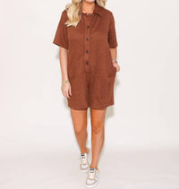 Heyson - Short Sleeve Button Down Romper