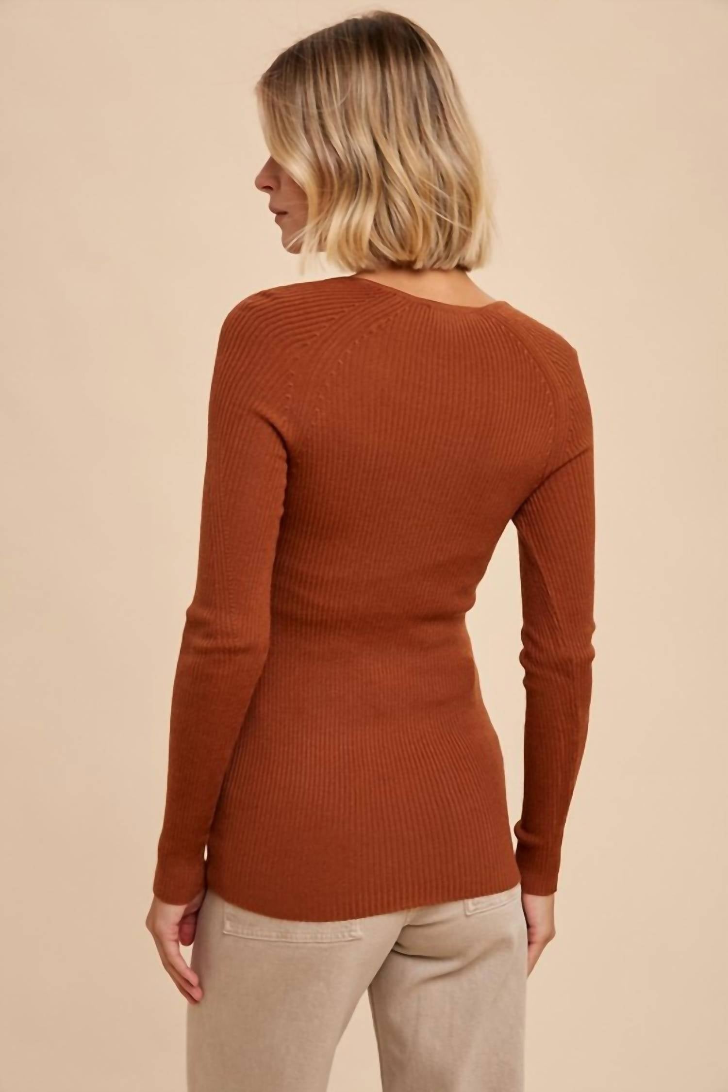 In-Loom - Ribbed Knit Square Neck Top