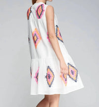 Vilagallo Sleeveless Embroidered Dress in bordado ikat - women's dress - alternate view