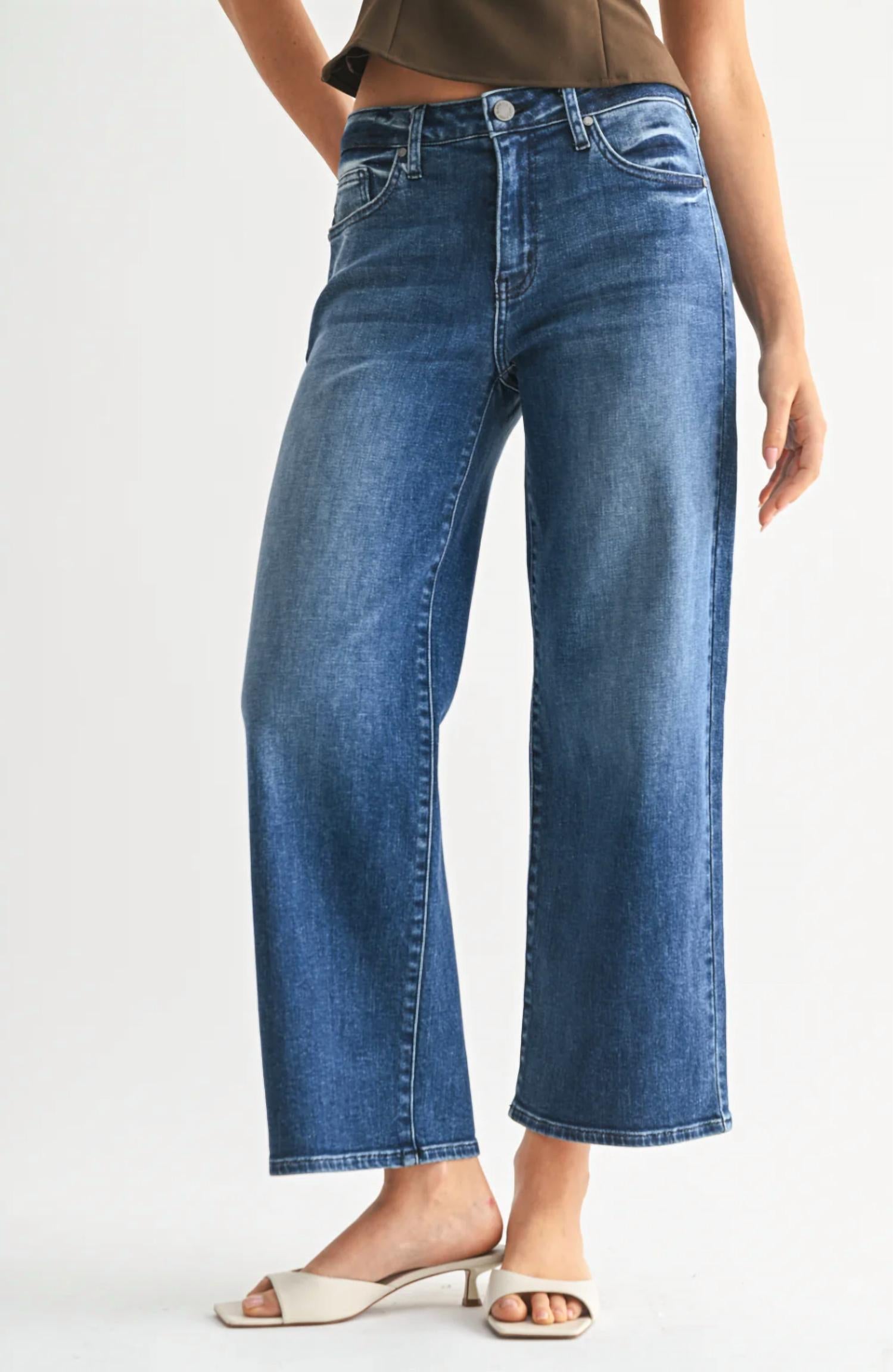 Just Black Denim - Slim Wide Leg Jeans - Petite