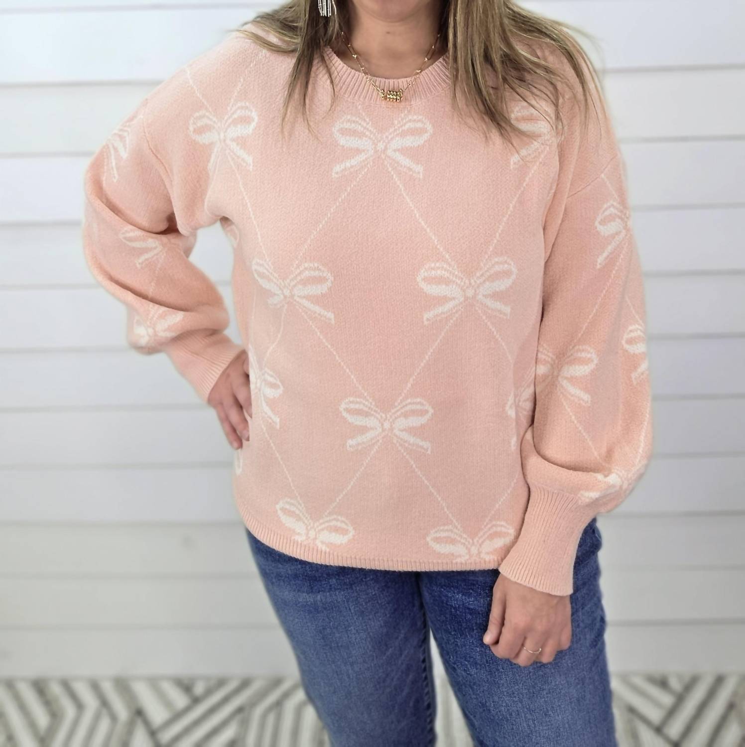 Sew In Love - Bow Print Sweater