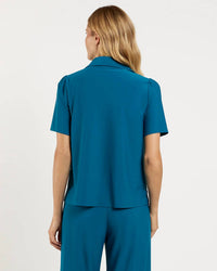 JUDE CONNALLY Imogene Short Sleeve Top in peacock - women's blouse - detail view