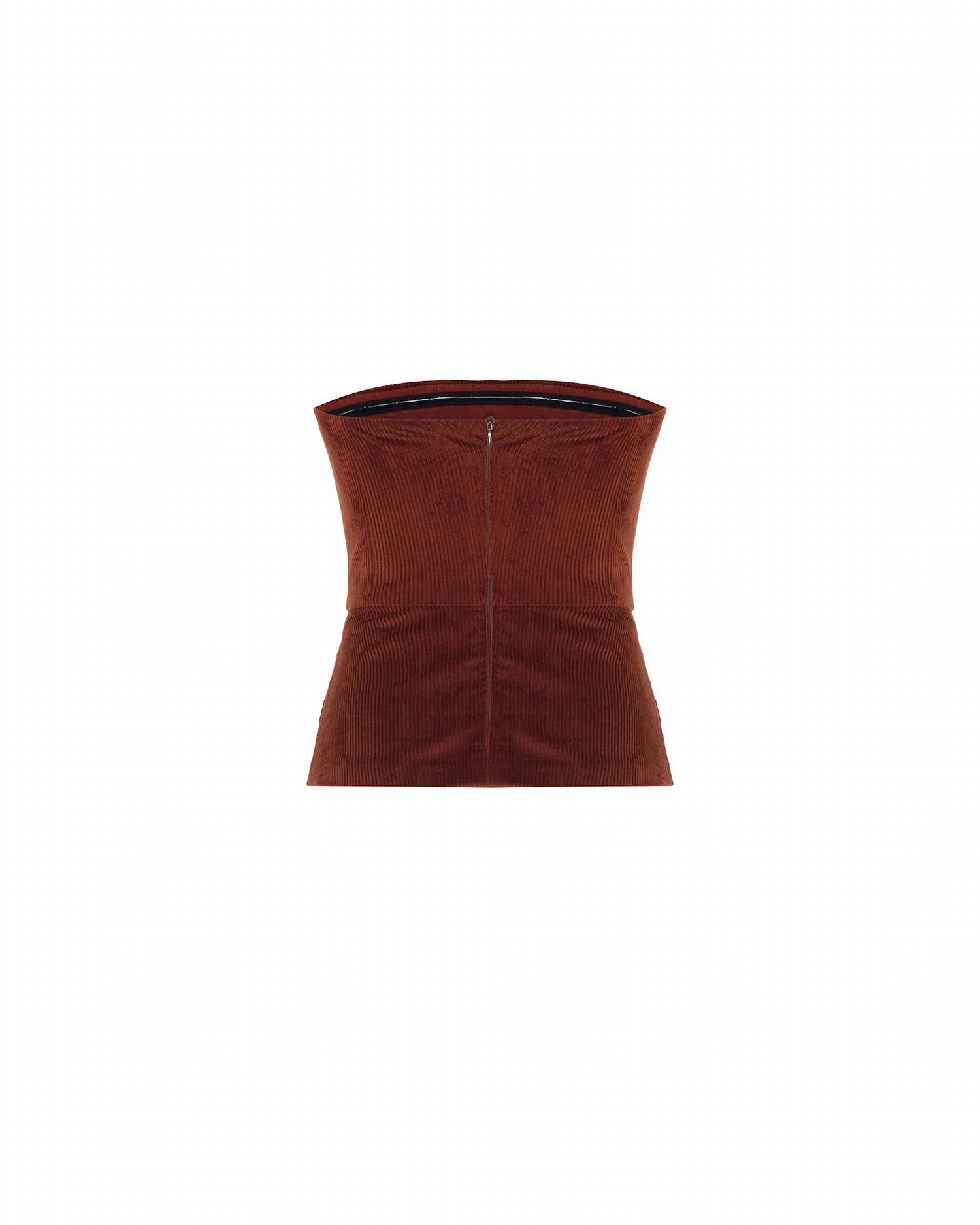 Theo The Label - Clotho Corduroy Strapless Bustier Top