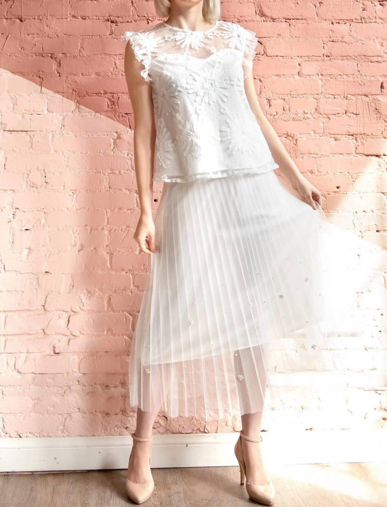 Eva Franco - Lila Pearl Tulle Midi Skirt
