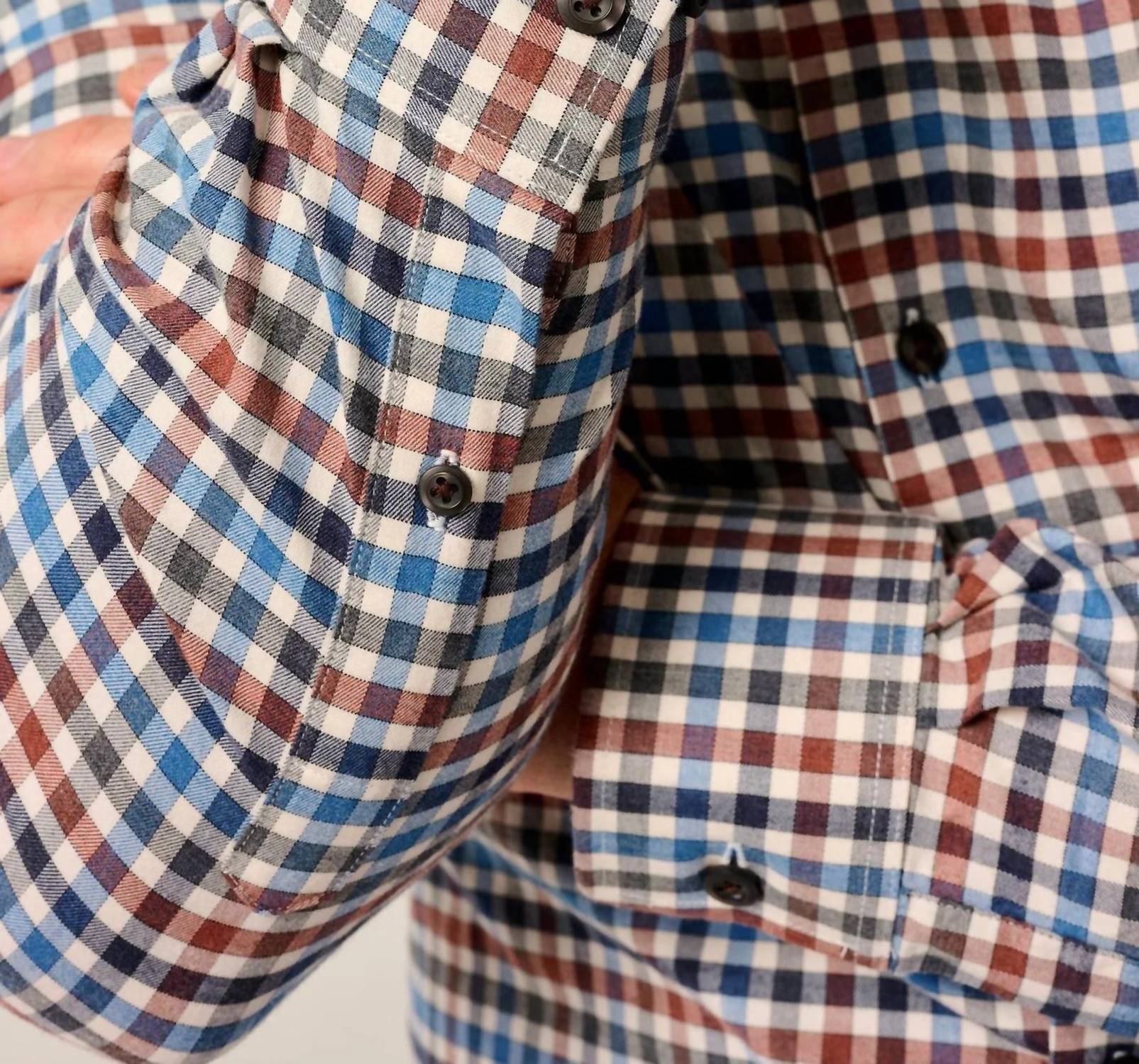 JOHNNIE-O Krause Flannel Button Down in harvest - men's long sleeve top - detail view
