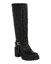 Salvatore Ferragamo Women's Shiran Knee-high Leather Boot in black - women's shoe