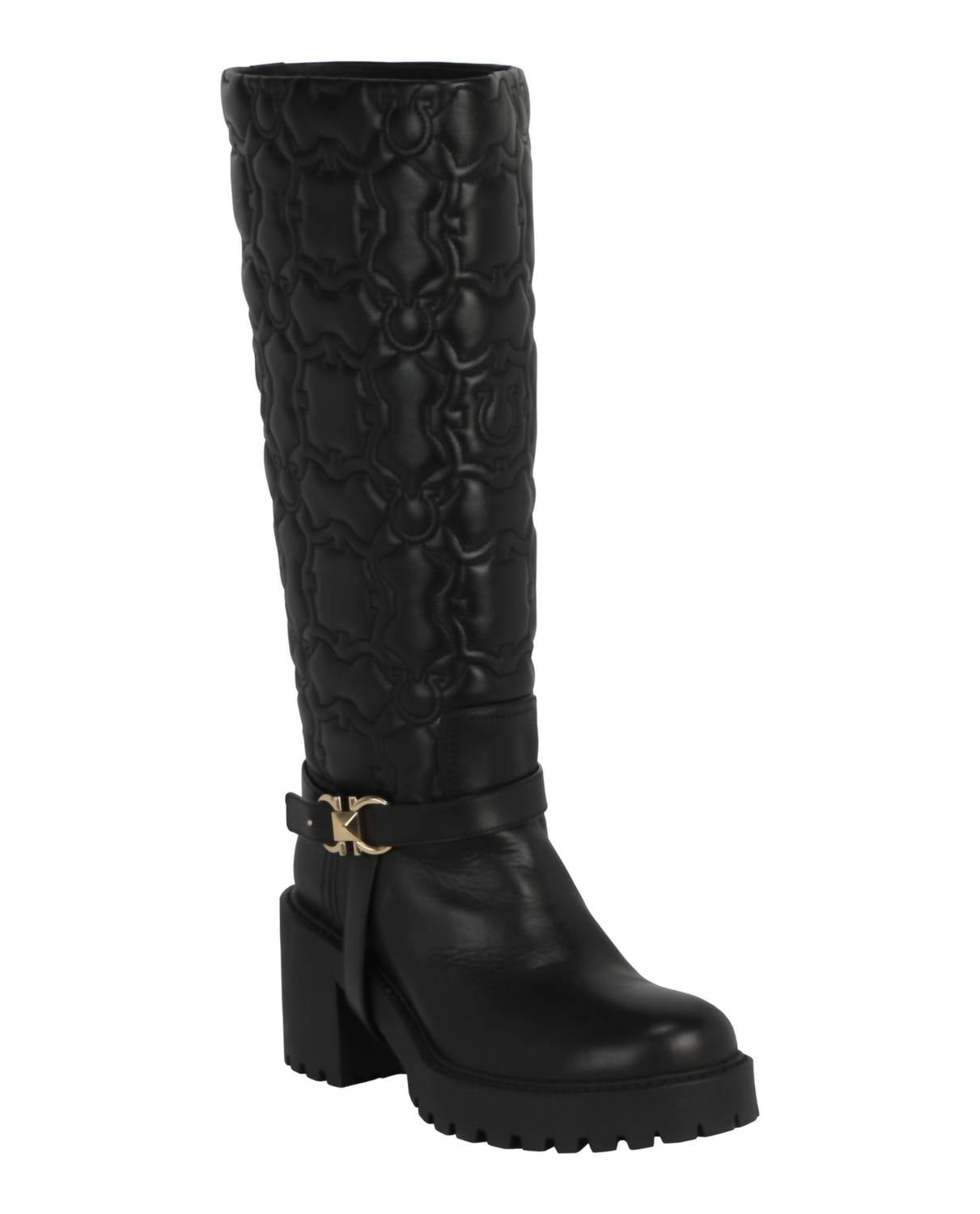 Salvatore Ferragamo Women's Shiran Knee-high Leather Boot in black - women's shoe