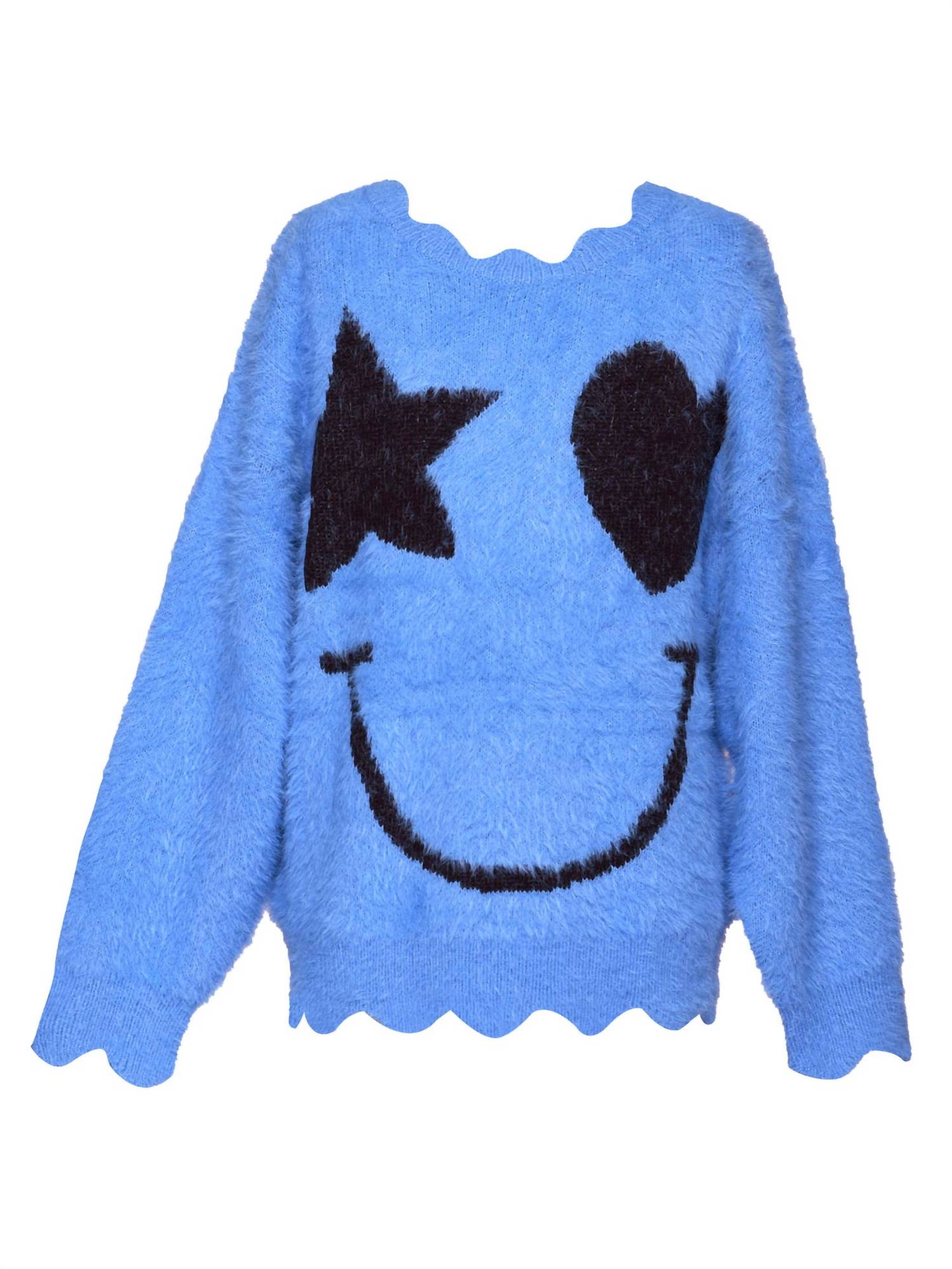 G.B.Y.M. - Star Heart Smiley Face Fuzzy Sweater