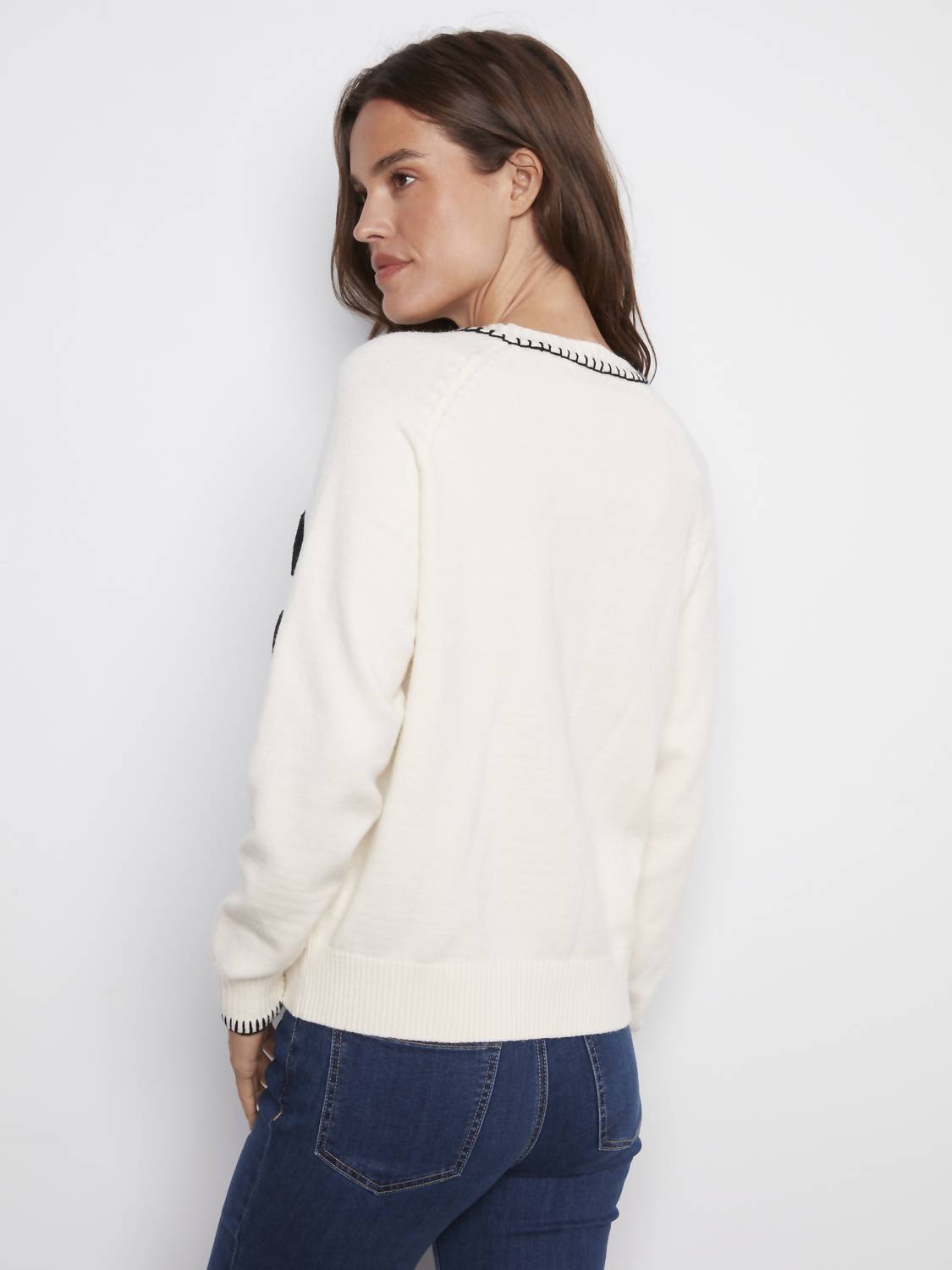 Charlie B - Paris Bouclé Sweater With Blanket Stitch