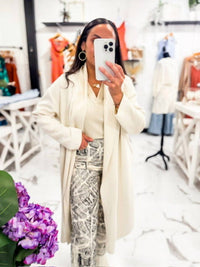 Sadie & Sage Women's Sunday Stroll Open Collar Cardigan in ivory - women's scarf - view 5