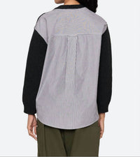 SEA Mallory V-neck Sweater in forest - women's sweater - detail view