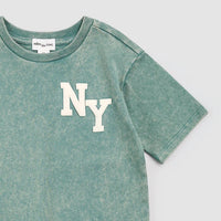 Miles Baby Boys Acid Wash Short Sleeve Tee in teal - kids' t-shirt - alternate view