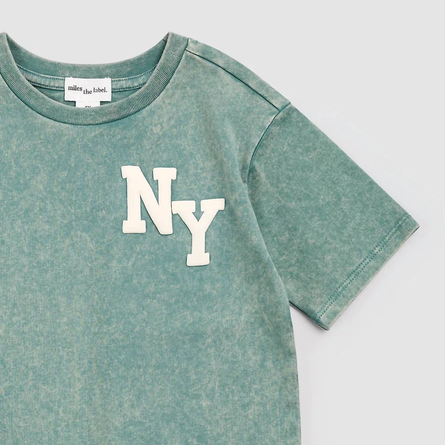 Miles Baby Boys Acid Wash Short Sleeve Tee in teal - kids' t-shirt - alternate view