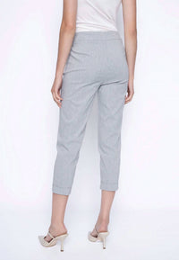 PICADILLY Slim Cuffed Capri Pant in grey - women's pants - detail view