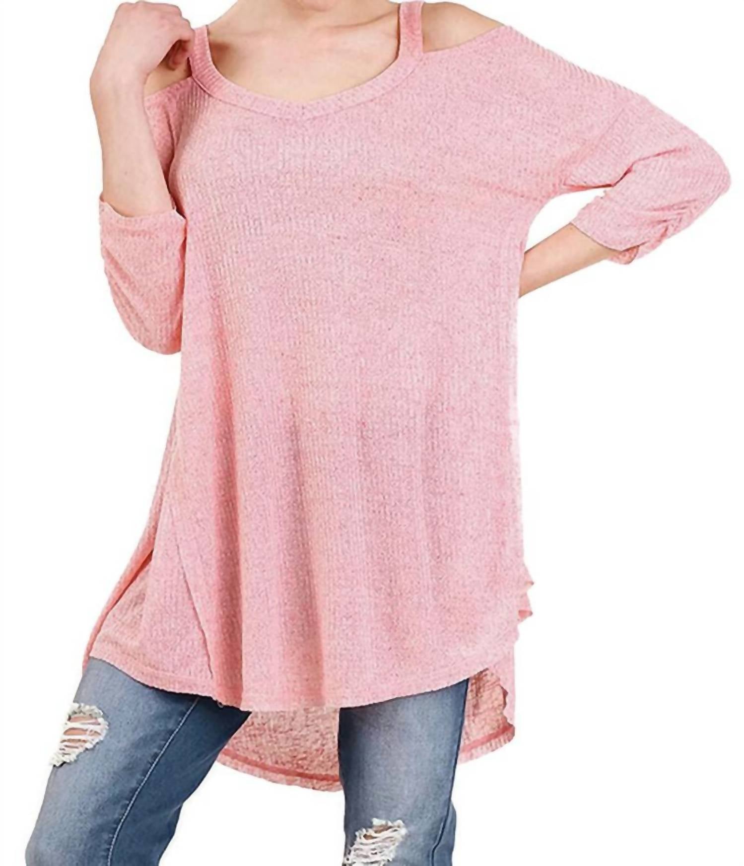 Umgee - Shirred Sleeve Cold Shoulder Tunic