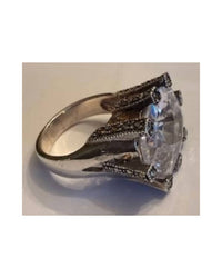P & K Jewelry Women's Marcasite Clear Facet Ring in silver - women's jewelry