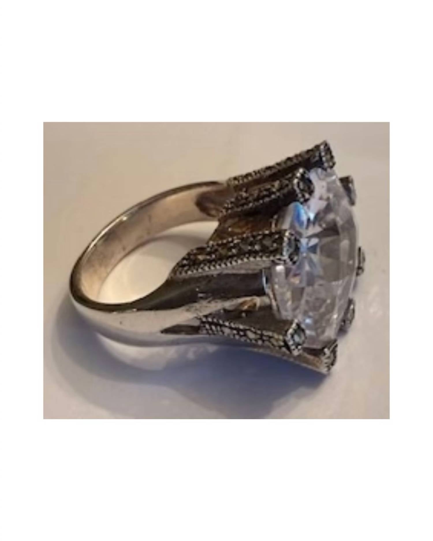 P & K Jewelry Women's Marcasite Clear Facet Ring in silver - women's jewelry