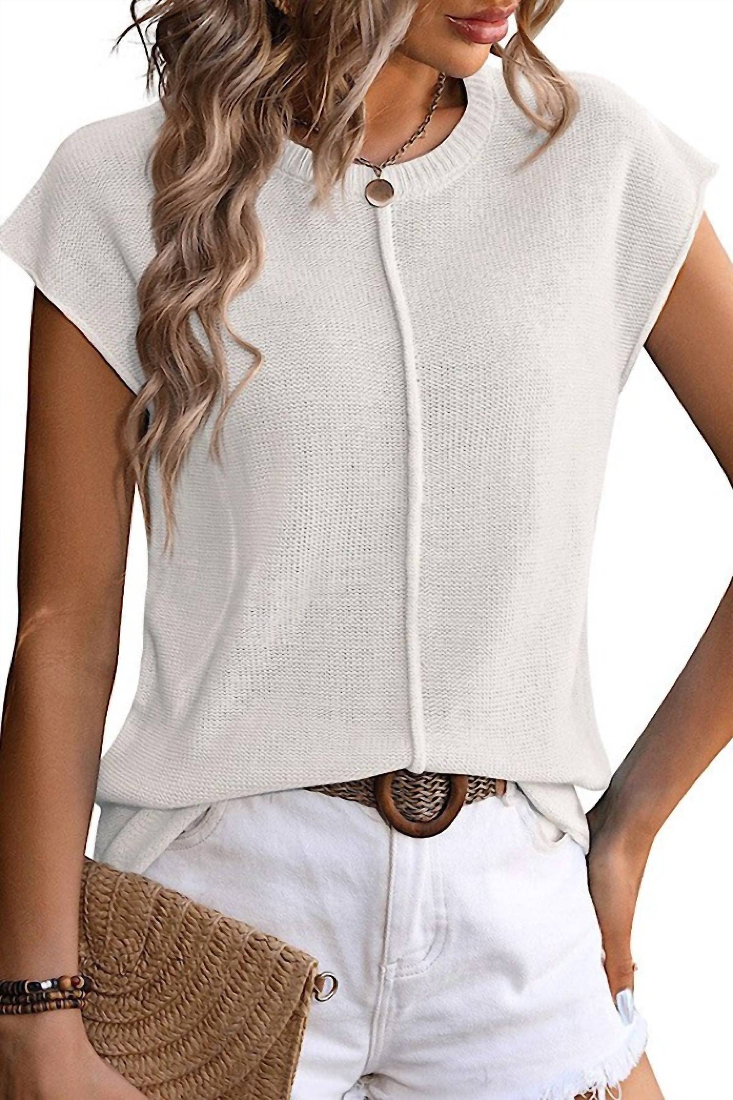 Miss Sparkling - Sleeveless Knit Sweater