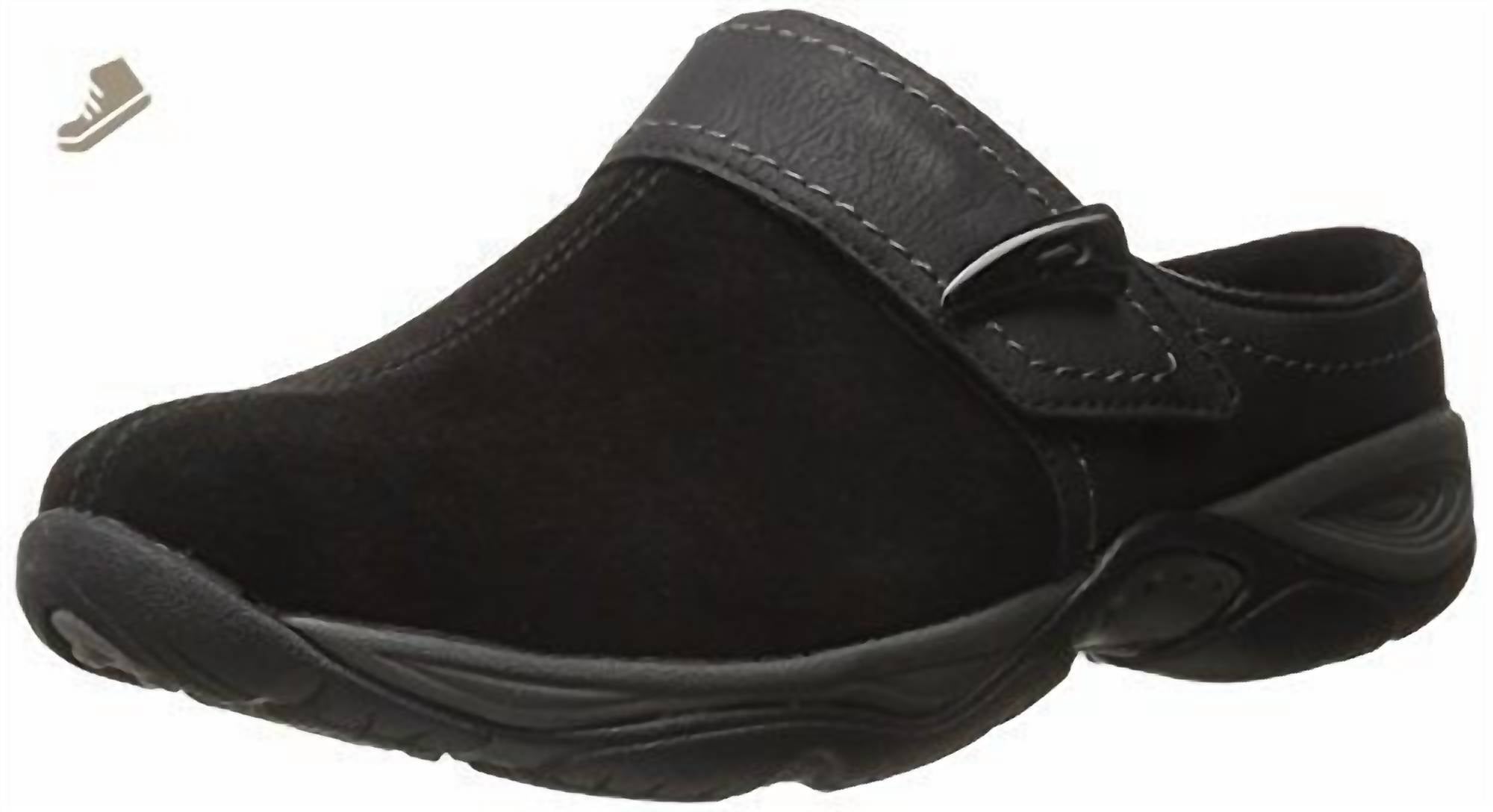 easy spirit Women's Eliana Slip-on Mule in black suede - women's shoe - detail view