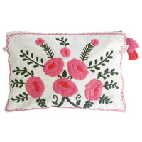 Bell by Alicia Bell Women's Flower Embroidered Pouch in white - women's bag