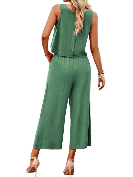 Lily Clothing - Sleeveless Cropped Top and Wide Pants Set