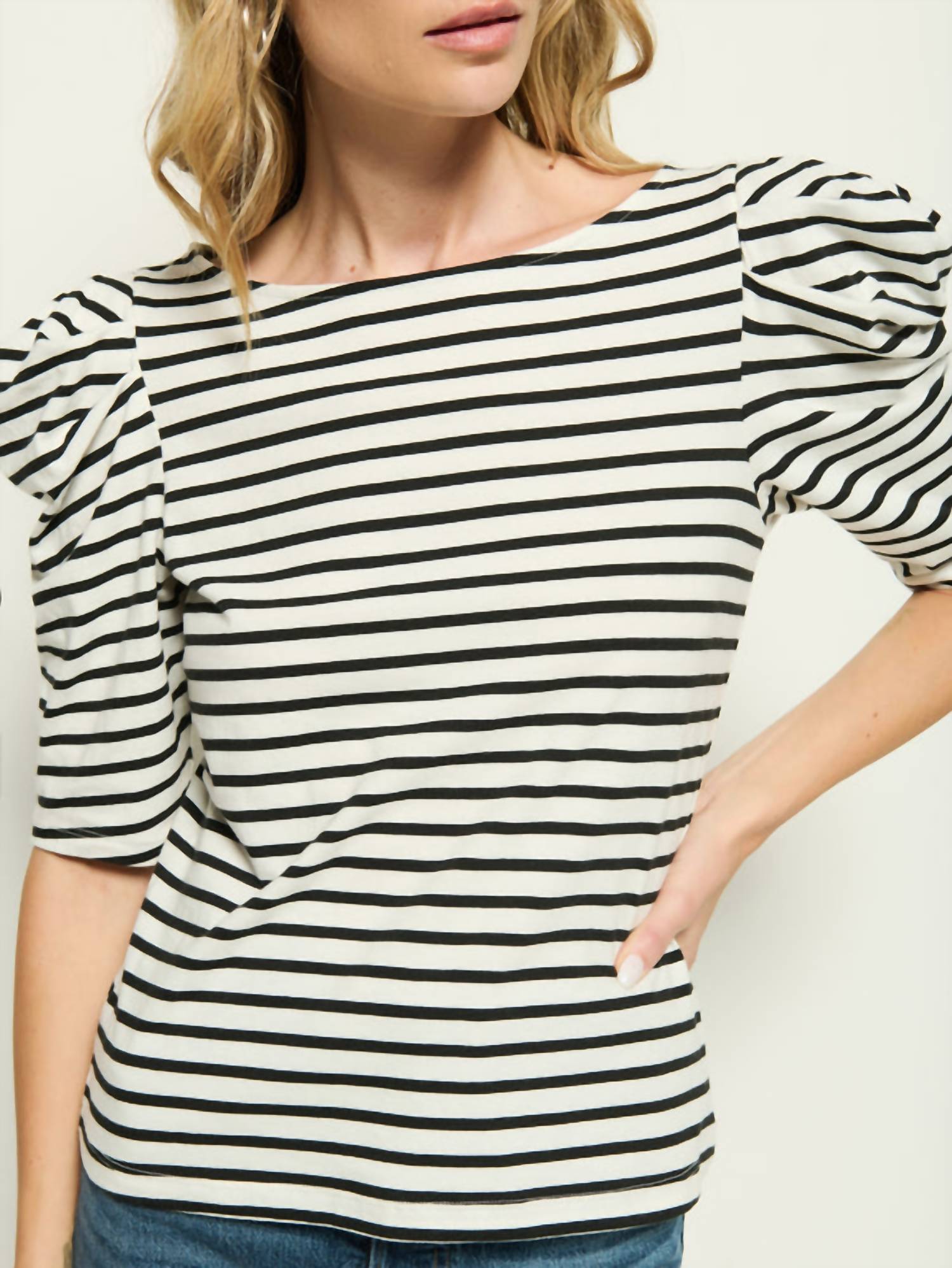 Nation LTD Emery Boat Neck Top in cross walk stripe 2 - women's t-shirt - view 4