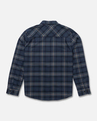 Salty Crew Fathom Tech Flannel Shirt in navy khaki - men's long sleeve top - alternate view