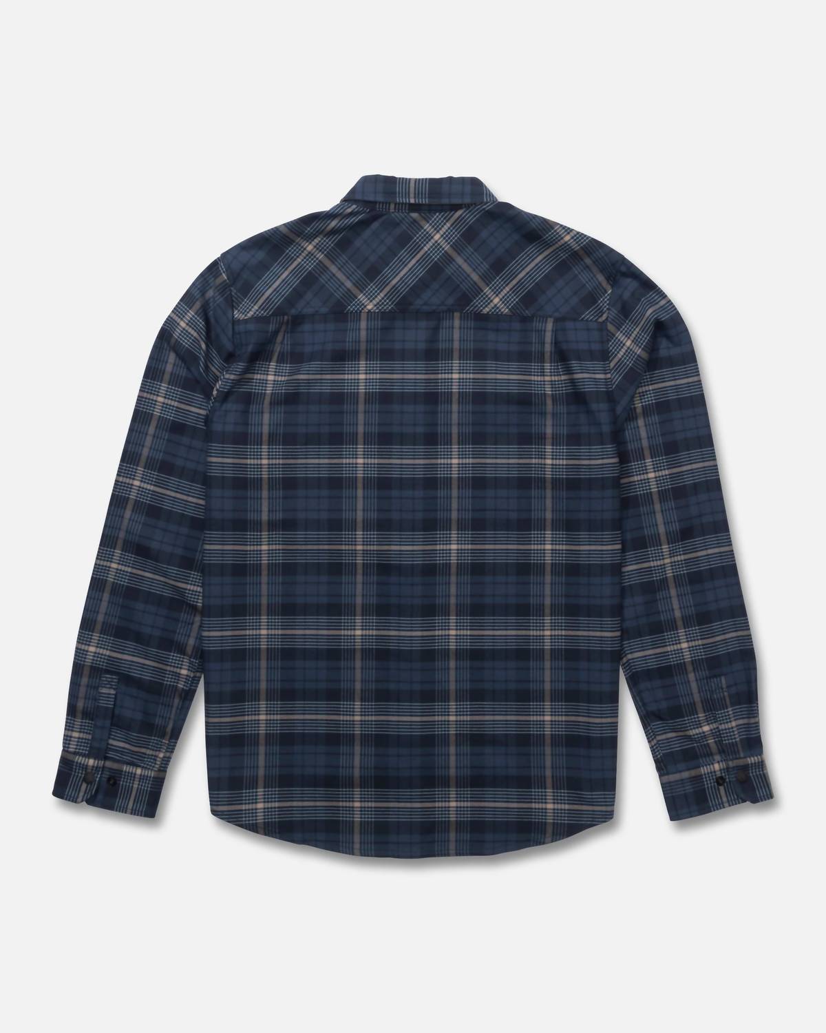Salty Crew Fathom Tech Flannel Shirt in navy khaki - men's long sleeve top - alternate view