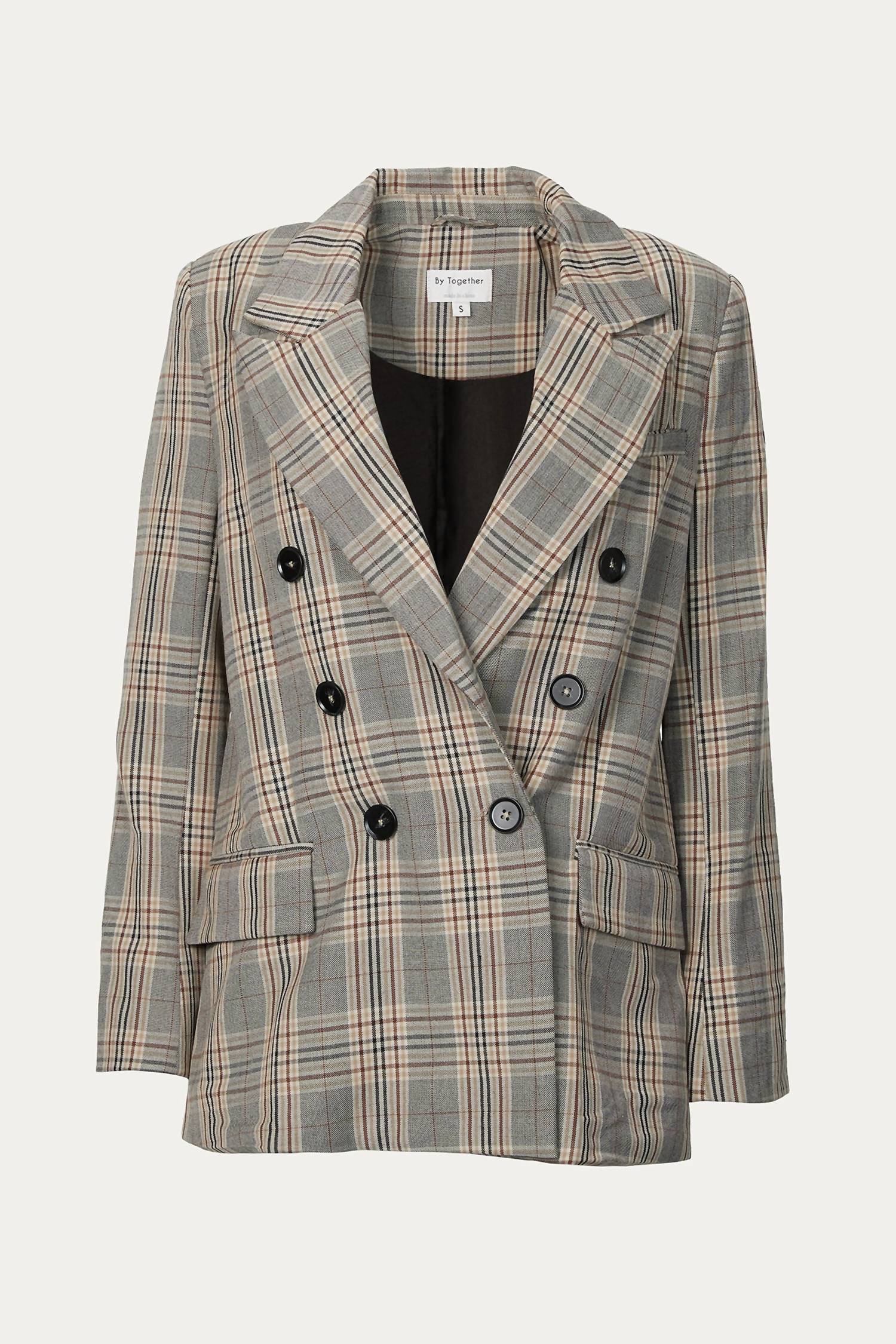 CHECKED DOUBLE-BREASTED BLAZER