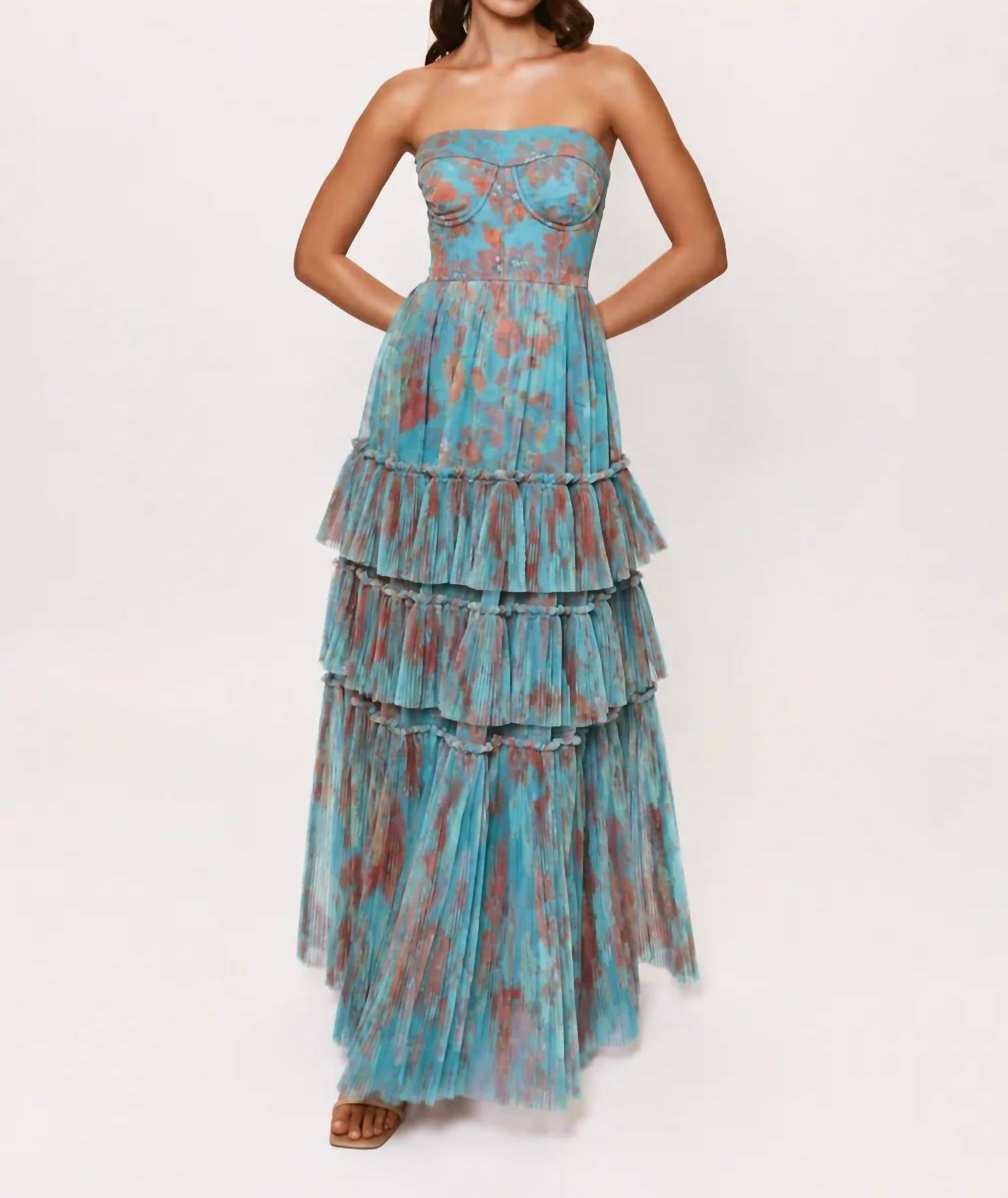 Hutch - Isabella Romantic Vining Painted Floral Tulle Gown
