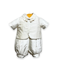 L'Pety Canar - Boy's Knickers Short Sleeve Romper With Champagne Piping