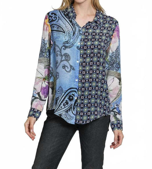 Apny - Button-up Shirt With Roll Up Sleeve