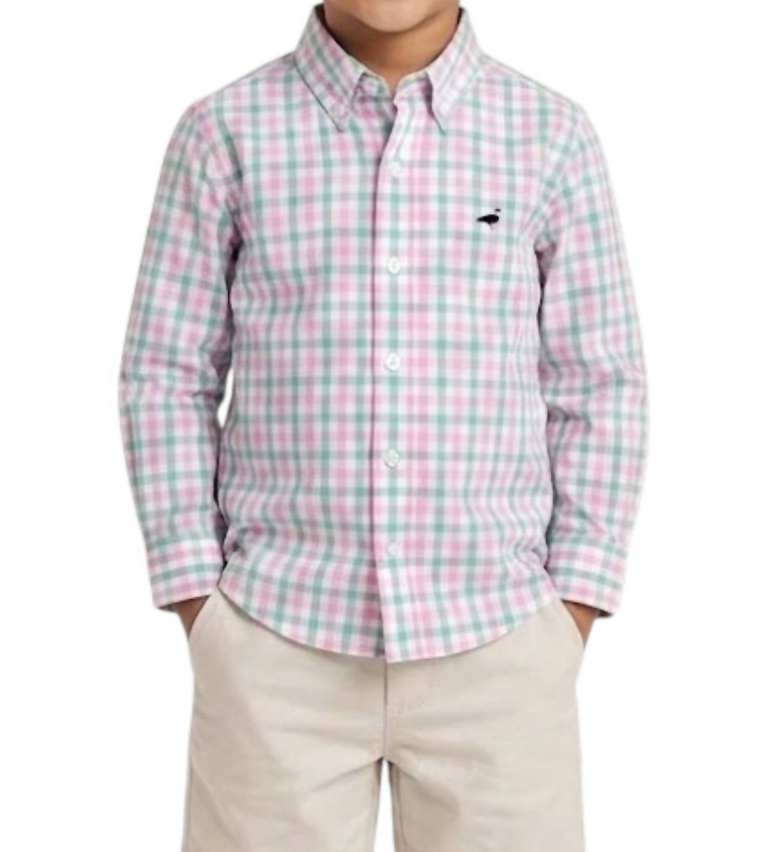 Properly Tied Seasonal Plaid Sportshirt in rosemary - kids' shirt