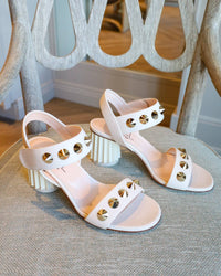 AGL Women's Spiked Dorica Heel in cream - women's heels - detail view
