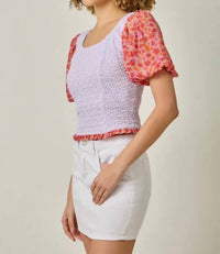 Mystree - Chiffon Sleeve Lace Top
