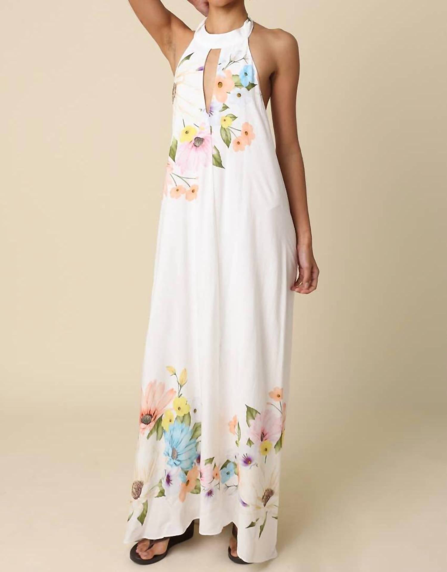 Olivaceous - Women's Shira Halter Maxi Dress