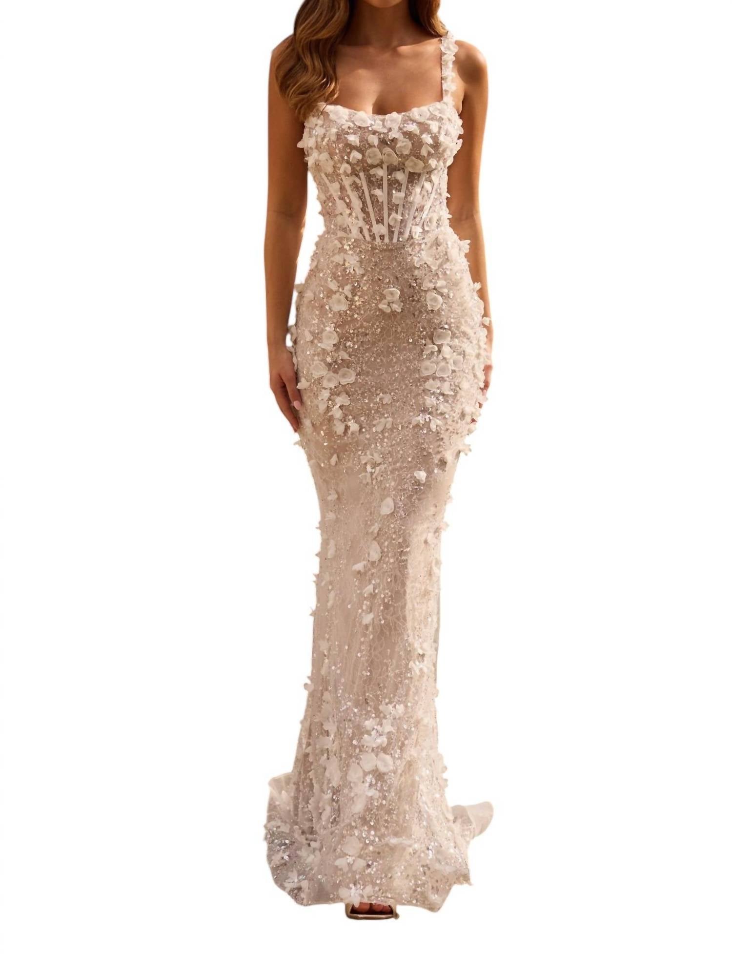Sherri Hill - Fitted 3d Flower Lace Prom Dress