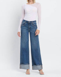 VERVET BY FLYING MONKEY Kris Baggy Wide Leg Jean in blue - women's jeans - view 4