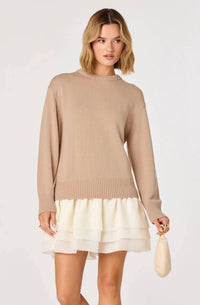 Astr - Kalyn Sweater Mixed Media Mini Dress