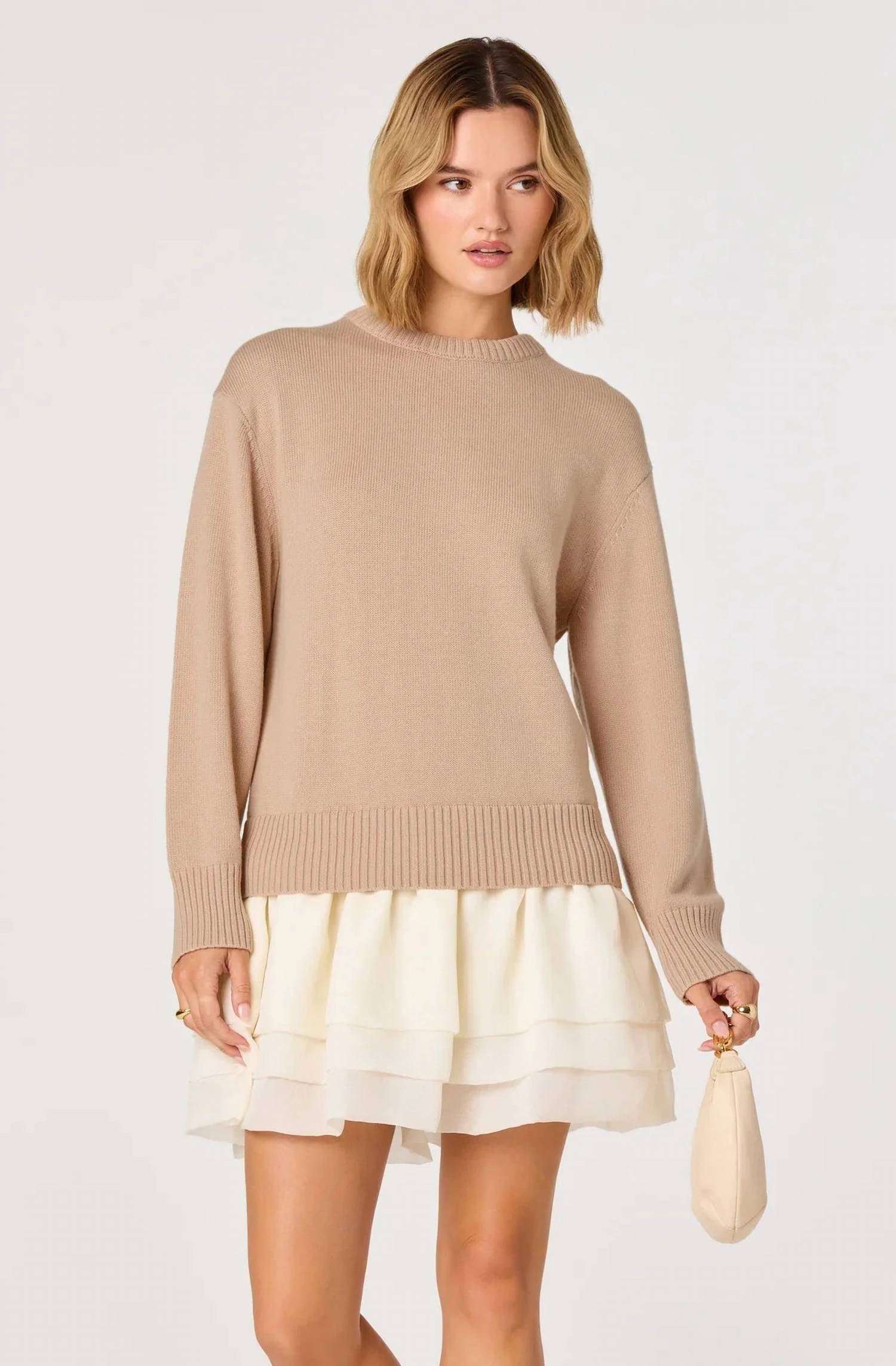 Astr - Kalyn Sweater Mixed Media Mini Dress