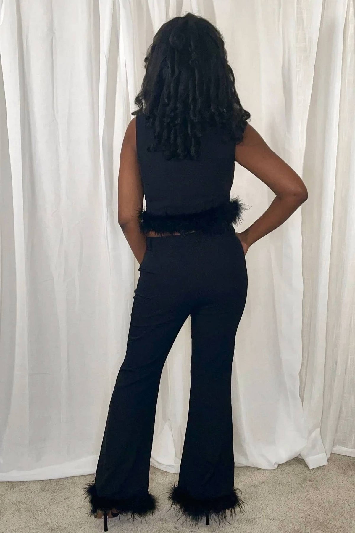 Rivir - Running Things Feather Trim Pant Set