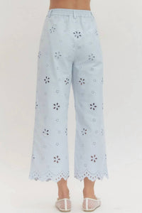 Entro - Eyelet Wide-leg Pants