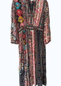 Shana Apparel Women's Patterned Midi Dress in multi - women's dress