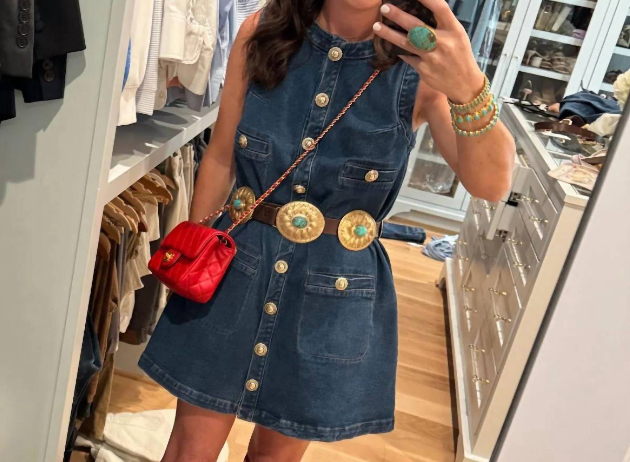 Blue B - Button Front Sleeveless Denim Dress