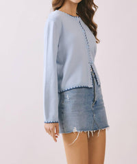 TCEC Women's Soft Knit Cardigan in sky blue - women's cardigan - alternate view