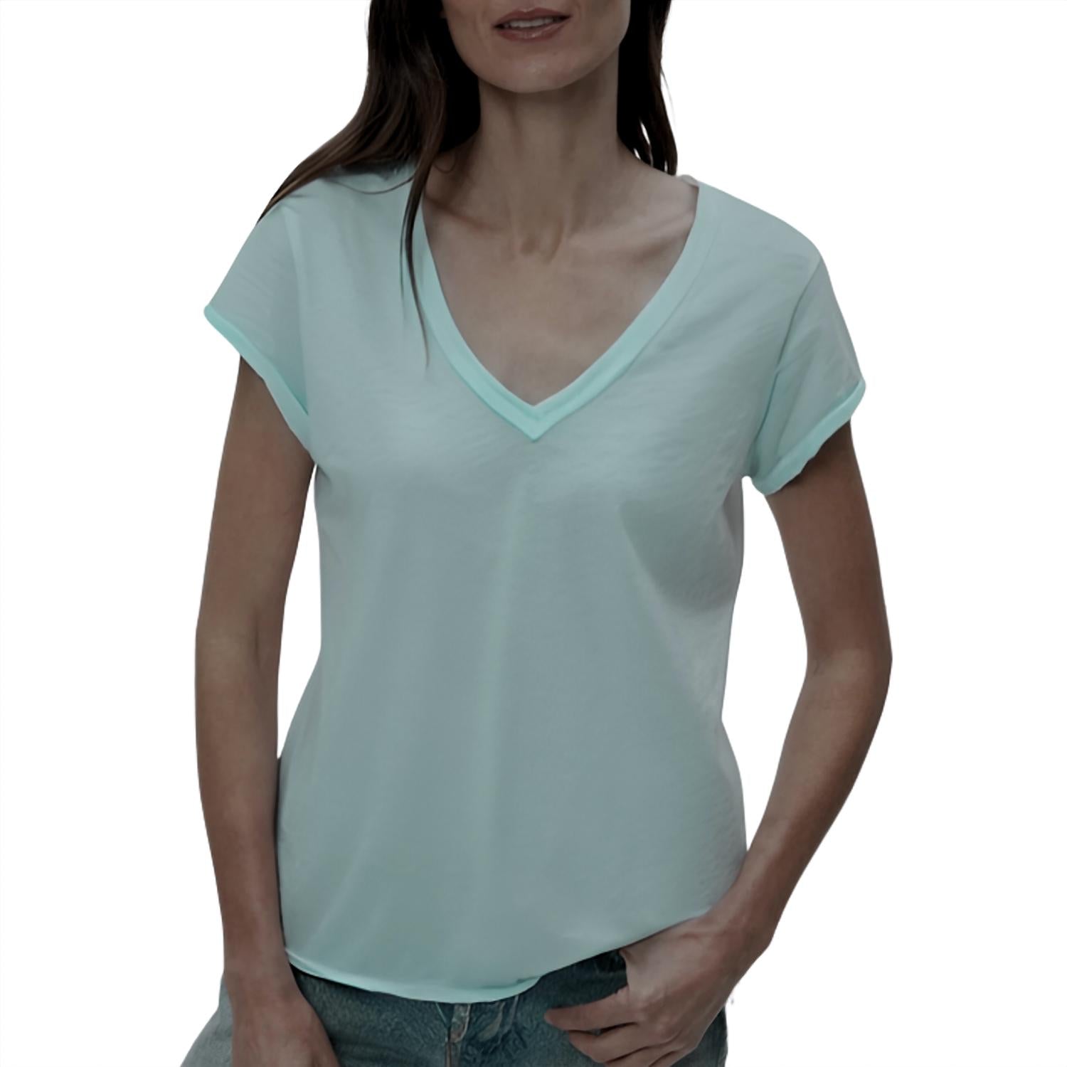 Michael Stars Women's Baxter V Neck Top in serene - women's t-shirt