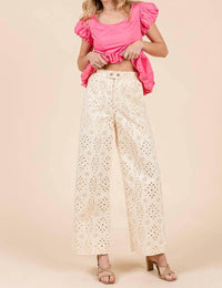 Geegee - Women's Eyelet Lace Straight Leg Pants