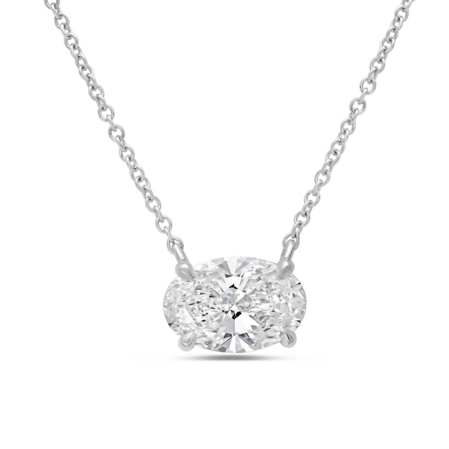 Diana M Jewels - Women's Oval Shape East West Diamond Pendant (10.00 Ct)