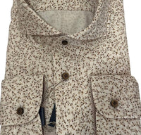 Emanuel Berg Men's Long Sleeve Button Down Shirt in white brown - men's shirt - detail view