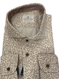 Emanuel Berg Men's Long Sleeve Button Down Shirt in white brown - men's shirt - alternate view